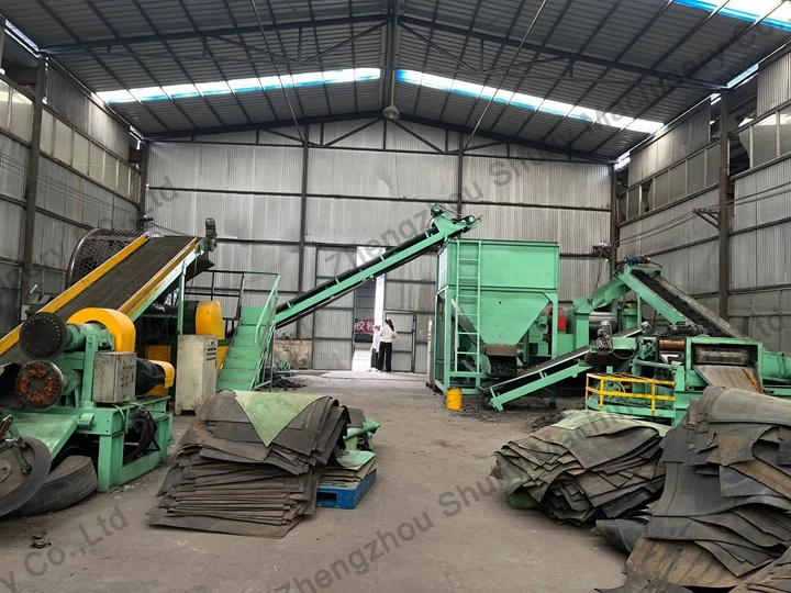 Tire recycling machine plant